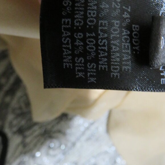 Sally LAPOINTE khaki SILK sheath dress one shoulder sheer mesh cocktail NWT sz 0 - Picture 9 of 10